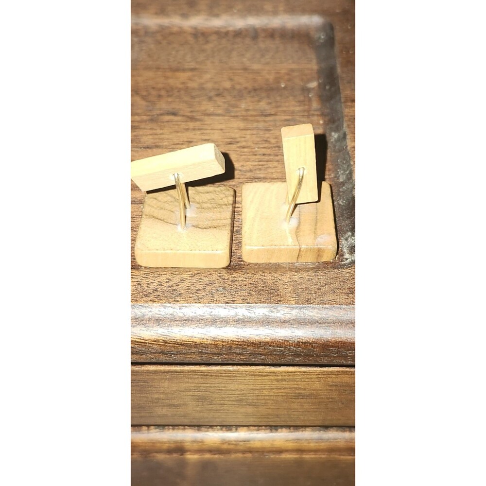 Handmade Natural Wood Cufflinks – Rustic Square Men’s Accessories - Picture 5 of 5